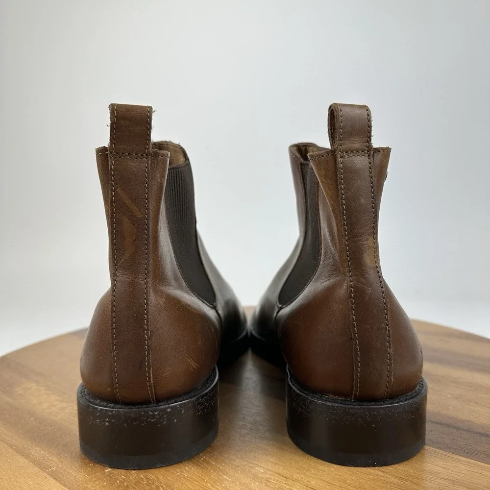 Mens Mark Nason Brown Leather Pull On Casual Chelsea Ankle Boots Size 8 D GUC
